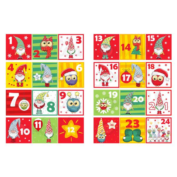 Mintás barkácsfilc - nagy adventi számok karácsonyi manókkal - 2 lapos