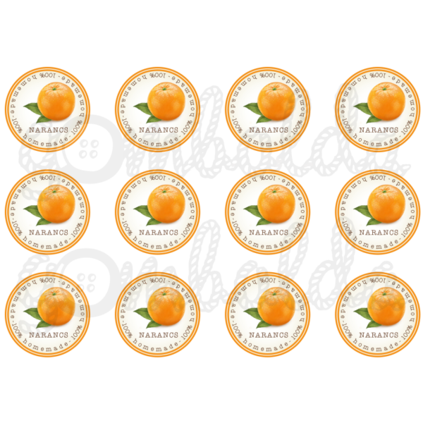Befőző címke mintás barkácsfilc - narancs - 60mm - 5db vagy 10db