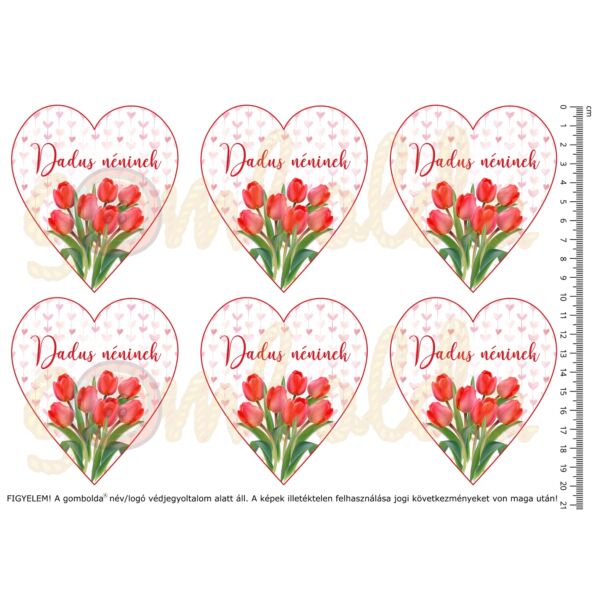 Mintás barkácsfilc - tulipános szívek - Dadus néninek