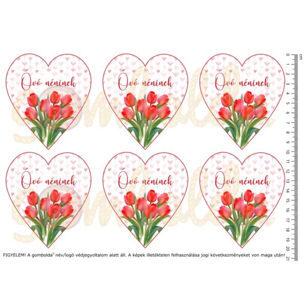 Mintás barkácsfilc - tulipános szívek - Óvó néninek