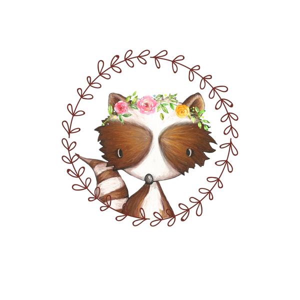 Mintás barkácsfilc - Woodland Animals - mosómedve